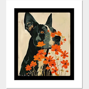 Great Dane dog Flowers Photo Art Design For Dog Onwer Posters and Art